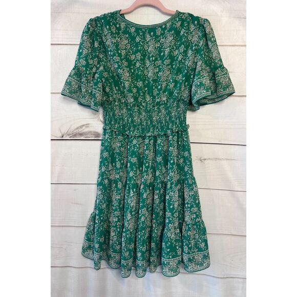 Max Studio Dress Green Print Size XS Preppy Cute! - Picture 2 of 6